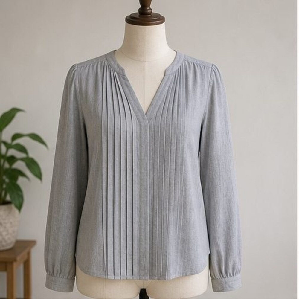 Gray V Neck Top